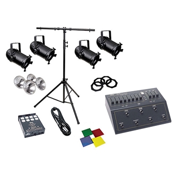 Small lighting system RENTAL, 8, 500 watt Par 56, 8 ch controller, NSI
