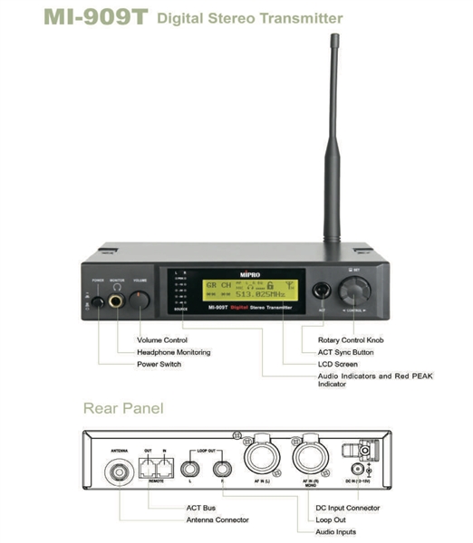 MIPRO MI-909T/R  bundle Wireless In-Ear Monitor Transmitter and Receiver System