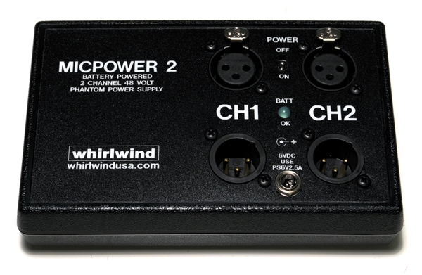 Whirlwind MICP2 - Power Supply - 48V phantom,  2-channel, portable, AC / battery powered, w/ AC adapter