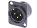 Neutrik NC3MD-L-B-1- 3-Pin XLRM Panel Mount Connector, BLACK shell,  GOLD contacts