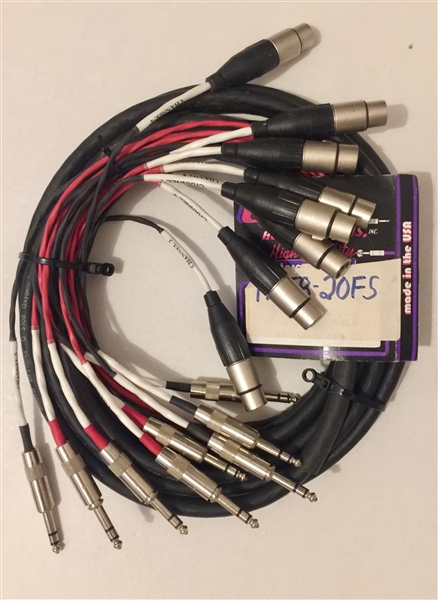 Quantum Audio PMT8-20FS - 8-Channel 1/4-inch TRS to XLRF Cable - 20 Ft. Lifetime warranty