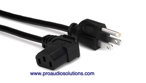 Hosa PWC-141.5 Power Cord.right angle IEC plug, Grounded. 1.5 ft.