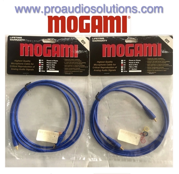 Mogami Pure Patch RR-06 PAIR, BLUE  Patch Cable, RCA to RCA, 6 Ft.