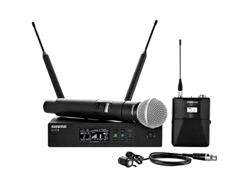 Shure QLXD124/85 G50 Band (470.125 - 533.925 MHz) Bodypack and Vocal Combo System with WL185 and SM58