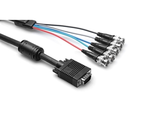 Hosa RGB-515FE Video Cable - DB15 to 5 BNC - w/ Ferrite Core - 15 ft.