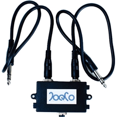 JoeCo TC-SPLIT Adapter box feeds timecode to 2 BlackBoxes front single 1/4â€ source (keyboard not included)