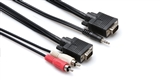 Hosa VGR-320 VGA and Audio Cable - 15pin VGA male with 3.5mm male to 15pin VGA male with 2 RCA males - 5 ft.