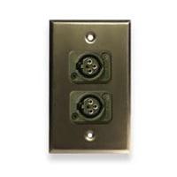 Whirlwind WP1B/2FW, Single Gang Wall Plate w/ 2 - XLR Female Connectors Black, Aluminum