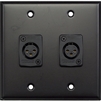 Whirlwind WP2B/2FW - Wallplate - 2 gang, black, 2 Whirlwind WC3F female XLRs