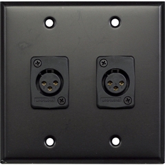 Whirlwind WP2B/2FW - Wallplate - 2 gang, black, 2 Whirlwind WC3F female XLRs