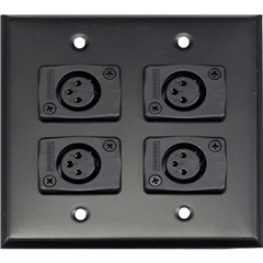 Whirlwind WP2B/4FW, 2 Gang 4 XLR FeMale wall plate, BLACK Aluminum