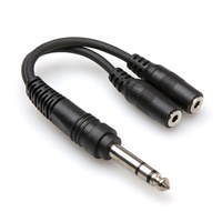 Hosa YMP-234 Y-Cable - 1/4-in TRS to Dual 1/8-inch (3.5mm) TRSF, 6 in..