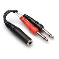 Hosa YPP-136 Y-Cable - 1/4-in TRS Female to Two 1/4-in TS Males, 6 in.