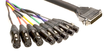 Zaolla ZDTF-807 Analog 8-Channel Snake Cable - DB25 to 8 XLRF - 7 Ft.