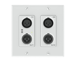 Attero Tech unDX2IO+ 4x2 Channel 2 Gang US Dante/AES67 Wall Plate 2 Mic/Line In x 2 Out (XLR), Phoenix I/O, PoE (white and black faceplates included)