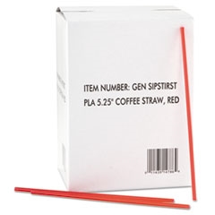 GEN - Red & White Plastic 5 1/4" Coffee Stirrers