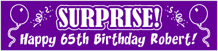 Surprise 65th Birthday Party Banner