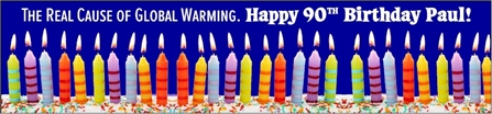 90th Birthday Global Warming Cause Banner