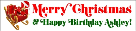 A Merry Christmas Birthday Banner with Sleighful of Presents