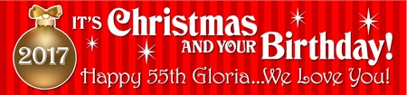 Christmas and Birthday Banner with Ornament Sparkle