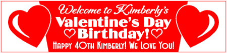 2-Tone Double Heart Valentine's Day Birthday Banner