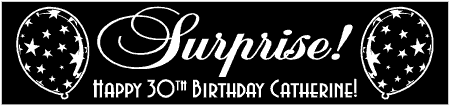 Elegant Script-Styled Surprise Birthday Banner with Balloons