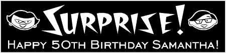 Retro Surprise Birthday Banner with Retro Faces