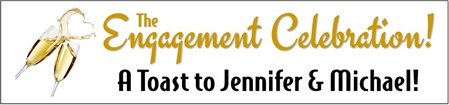 Engagement Celebration Banner with Champagne Toast