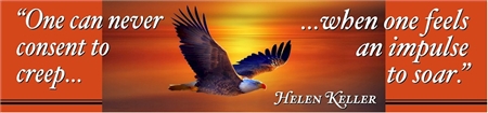 Helen Keller Soar Quote Banner with Eagle Illustration