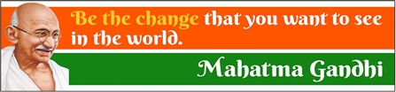 Gandhi Change Quote Banner with Illustration