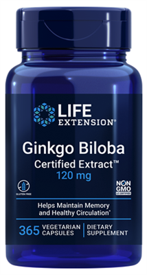 Ginkgo Biloba Certified Extractâ„¢ (120 mg, 365 vegetarian capsules)