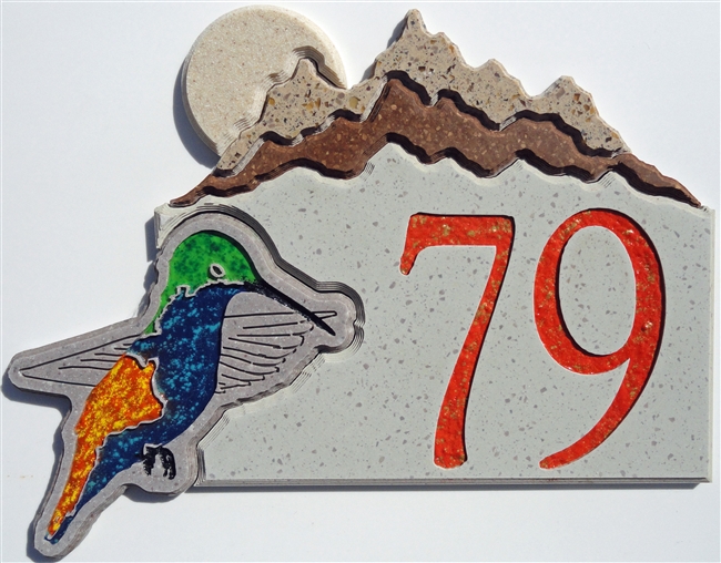 Humming Bird, 2 Number Plaque, Mesquite Hills