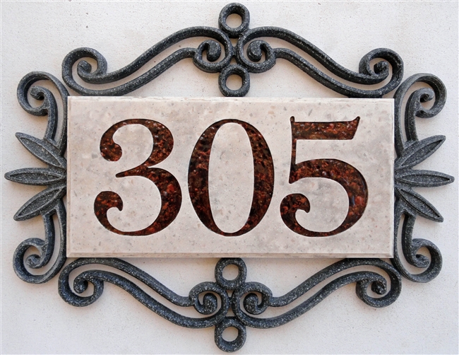 Ornate, 4 Number Plaque, Traditional Plaque