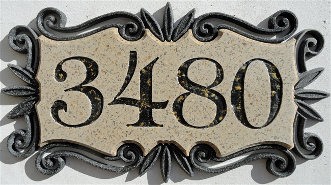 Ornate, 5 Number Plaque, Traditional Plaque