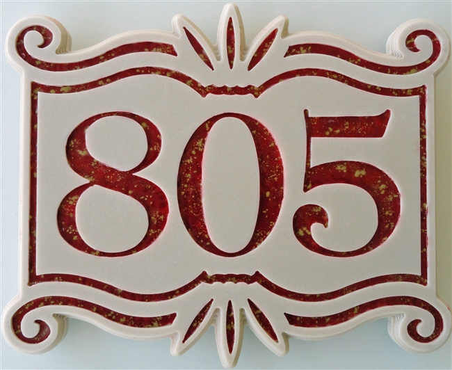 Ornate, 4 Number Plaque, Traditional Plaque