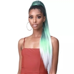 Glamourtress, wigs, weaves, braids, half wigs, full cap, hair, lace front, hair extension, nicki minaj style, Brazilian hair, crochet, hairdo, wig tape, remy hair, Lace Front Wigs, Bobbi Boss Human Hair Blend Tress Up Ponytail - MOD011 YAKY STRAIGHT 32