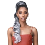 Glamourtress, wigs, weaves, braids, half wigs, full cap, hair, lace front, hair extension, nicki minaj style, Brazilian hair, crochet, hairdo, wig tape, remy hair, Lace Front Wigs, Bobbi Boss Human Hair Blend Tress Up Ponytail - MOD025 LOOSE CURL 28