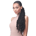 Glamourtress, wigs, weaves, braids, half wigs, full cap, hair, lace front, hair extension, nicki minaj style, Brazilian hair, crochet, hairdo, wig tape, remy hair, Lace Front Wigs, Bobbi Boss Human Hair Blend Tress Up Ponytail - NU LOCS 24