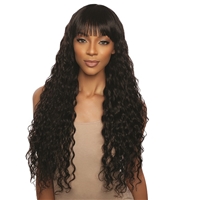 Glamourtress, wigs, weaves, braids, half wigs, full cap, hair, lace front, hair extension, nicki minaj style, Brazilian hair, crochet, hairdo, wig tape, remy hair, Mane Concept Trill Virgin Remy Human Hair Full Wig - TRM114 11A DEEP CURL FULL BANG 32