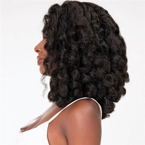 Janet Collection Human Hair Blend Natural Me Deep Part Swiss Lace Front Wig AMANI