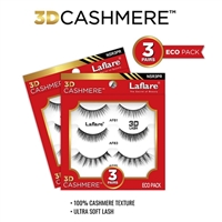 Glamourtress,eyelashes,100% human hair eyelashes, Remy, Remy Hair, Human Hair, Made in Indonesia, Human hair, Strip lashes, flare,Laflare 3D CASHMERE LASH 3 PAIRS ECO PACK - NSR3PR