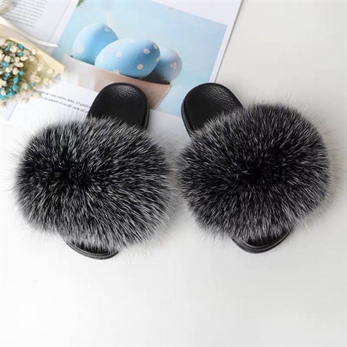 Laflare 100 Real Fox Fur Slippers