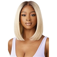 Glamourtress, wigs, weaves, braids, half wigs, full cap, hair, lace front, hair extension, nicki minaj style, Brazilian hair, crochet, hairdo, wig tape, remy hair, Outre Airtied Human Hair Blend 13x6 Glueless HD Lace Frontal Wig - HHB NATURAL YAKI 12