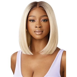 Glamourtress, wigs, weaves, braids, half wigs, full cap, hair, lace front, hair extension, nicki minaj style, Brazilian hair, crochet, hairdo, wig tape, remy hair, Outre Airtied Human Hair Blend 13x6 Glueless HD Lace Frontal Wig - HHB NATURAL YAKI 12
