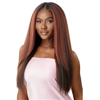 Glamourtress, wigs, weaves, braids, half wigs, full cap, hair, lace front, hair extension, nicki minaj style, Brazilian hair, crochet, hairdo, wig tape, remy hair, Outre Airtied Human Hair Blend 13x6 Glueless HD Lace Frontal Wig - HHB PERM YAKI 26