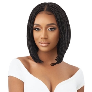 Glamourtress, wigs, weaves, braids, half wigs, full cap, hair, lace front, hair extension, nicki minaj style, Brazilian hair, crochet, hairdo, remy hair, Lace Front Wigs, Outre Pre-Braided Synthetic 4X4 HD Lace Wig - BOX BRAID BOB 12