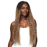 Glamourtress, wigs, weaves, braids, half wigs, full cap, hair, lace front, hair extension, nicki minaj style, Brazilian hair, crochet, hairdo, wig tape, remy hair, Outre Pre-Braided Synthetic 13X4 HD Lace Frontal Wig - BOHO BOX BRAID 30