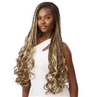 Glamourtress, wigs, weaves, braids, half wigs, full cap, hair, lace front, hair extension, nicki minaj style, Brazilian hair, crochet, hairdo, wig tape, remy hair, Outre Pre-Braided Synthetic 13X4 HD Lace Frontal Wig - FRENCH CURL BOX BRAIDS 32