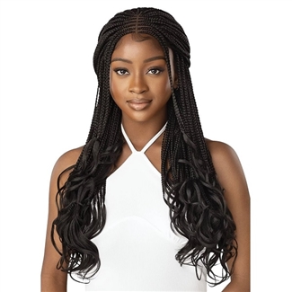 Glamourtress, wigs, weaves, braids, half wigs, full cap, hair, lace front, hair extension, nicki minaj style, Brazilian hair, crochet, hairdo, remy hair, Lace Front Wigs, Outre Pre-Braided Synthetic 4X4 HD Lace Wig - MIDDLE PART FRENCH CURL BOX BRAIDS 26