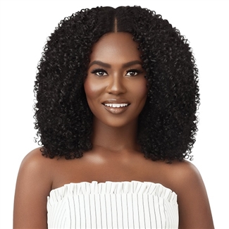Glamourtress, wigs, weaves, braids, half wigs, full cap, hair, lace front, hair extension, nicki minaj style, Brazilian hair, crochet, hairdo, wig tape, remy hair, Lace Front Wigs, Outre Big Beautiful Hair Human Blend Leave Out U Part Wig - AFRO CURLS 16